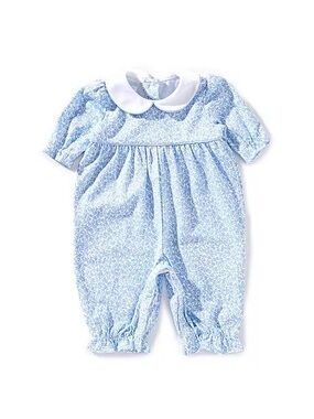 Edgehill Collection Blue Floral Longsleeve Romper 9M